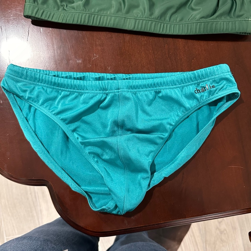 Charlie By MZ Turquoise Lifeguard Swim Brief. Size Large